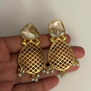 New | Indian Mother of Pearl Jhumka Earrings